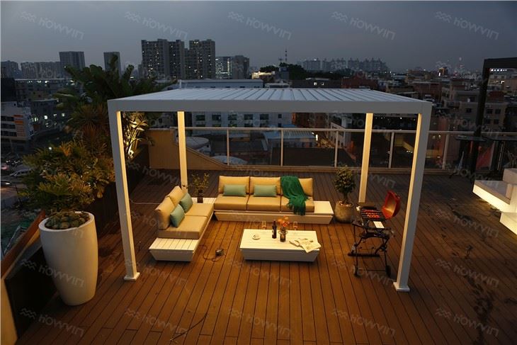 HOWVIN Pergola Hỗ trợ điện Màn trập Tấm chắn nắng Cách nhiệt Sân ngoài trời Ban công Vách ngăn Muỗi Mưa gió Cửa chớp