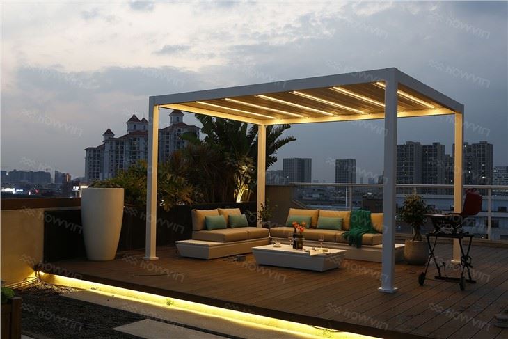 HOWVIN Pergola Electric Supporting Shutter Sunshade Insulation Outdoor Courtyard Balcony Partition Mosquito Rain Wind Shutter