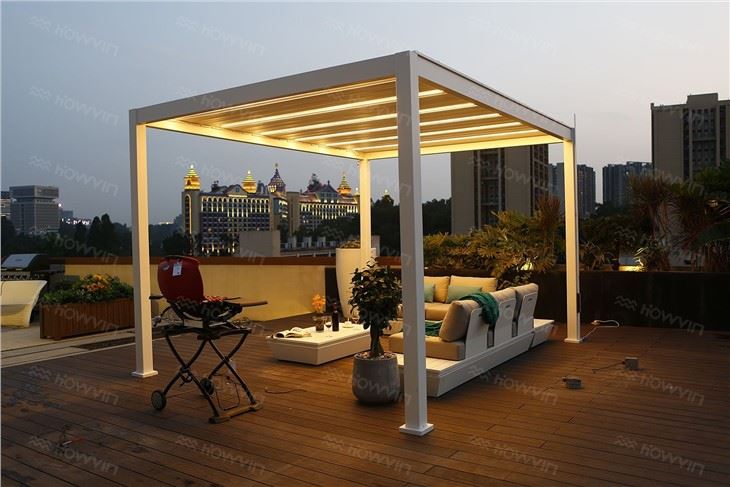 HOWVIN Pergola Electric Supporting Shutter Sunshade Insulation Outdoor Courtyard Balcony Partition Mosquito Rain Wind Shutter
